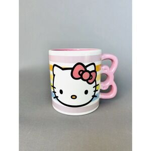 Hello Kitty‎ Stripe Coffee Mug Pink Bow Handle Sanrio
